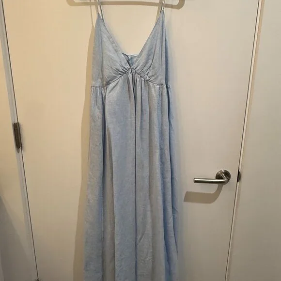 Blue Maxi Dress with Tie Back Detail - Picture 1 of 8